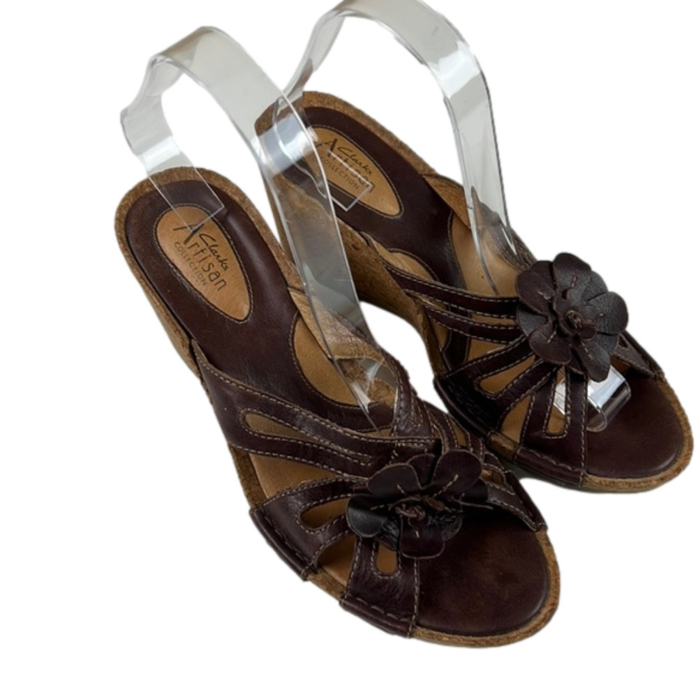 CLARKS Artisan Collection Leather Wedges size 8 ½